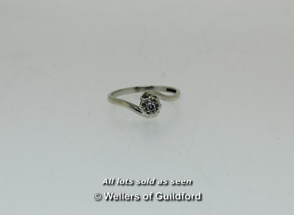 *Single stone diamond ring, 0.15ct round brilliant cut diamond illusion set in 9ct white gold,