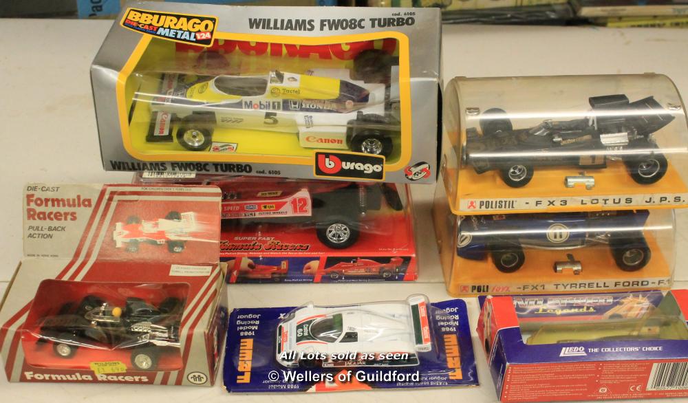 Race cars, assorted models including Lledo Spirit of America Land Speed Legends, 1988 racing Jaguar,