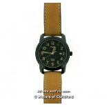 *Gentlemen's Timex Indiglo wristwatch, circular black dial with Arabic numerals and date aperture,