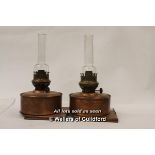 *PAIR OF OIL KEROSENE COPPER & BRASS LAMPS [LQD89]