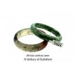 Jade bangle and a quartz bangle