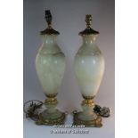 *A pair of brass mounted alabaster baluster vases, 36cm, including fitting.