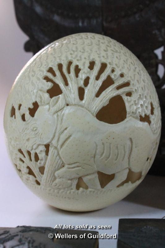 *A job lot of assorted items including printers' blocks, china, an ostrich egg, etc. - Image 3 of 6