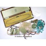 *Selection of costume jewellery, imitation pearl necklace with silver clasp, boxed (Lot subject to