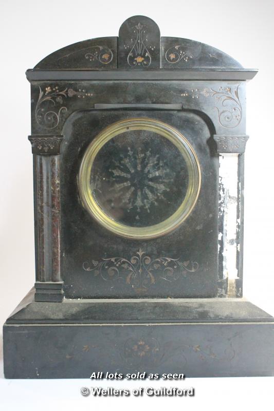 *French 19th Century slate clock, dial signed Benetfink & Co, single train movement, lacks pendulum, - Image 6 of 7