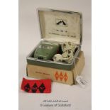 HMV electric shaver with original box, instructions and cardboard outer box.