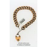 9ct gold charm bracelet with heart clasp, weight 24.1 grams