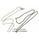 *14ct yellow gold chain, length 46cm, weight 1.9 grams, and a 14ct white gold chain, length 47cm,