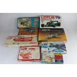 Assorted plastic model kits to include Impact Kits Fairy Flycatcher no.P204, Humbrol Harrier TM4