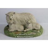 Isle of Man Shebeg pottery figure group of a sheep with two lambs, impressed Harper, Shebeg, I.O.