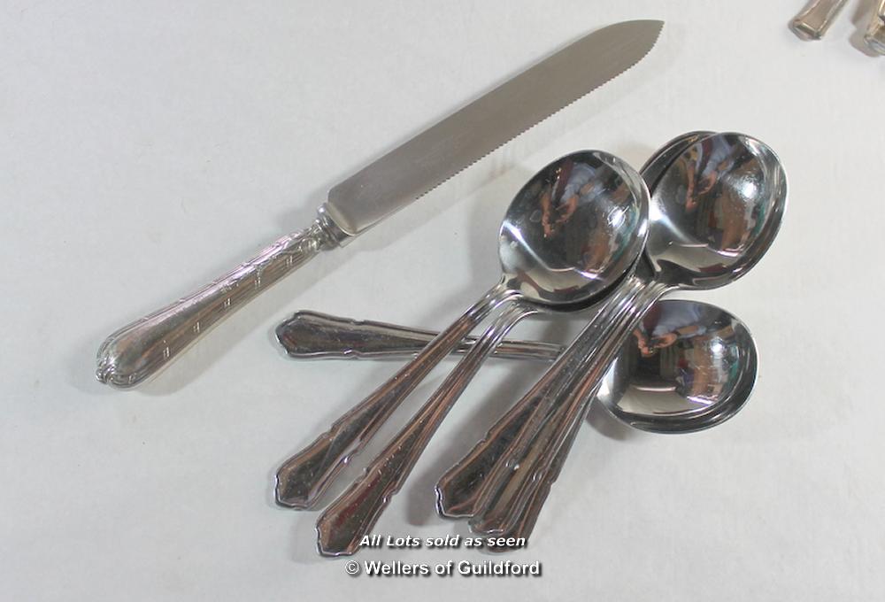 Two part suites of silver plated cutlery, one by Elkington; a pair of plated candle snuffers; a - Image 8 of 12