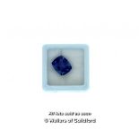 Loose tanzanite stone, natural cushion cut tanzanite weighing 7.90cts, heat treated, with GGl