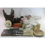 *A job lot of assorted items including printers' blocks, china, an ostrich egg, etc.