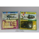 Airfix, 1970's 1/72 scale models on cardbacks, MB BO 105C Helicopter number 01068-9, and Sopwith Pup