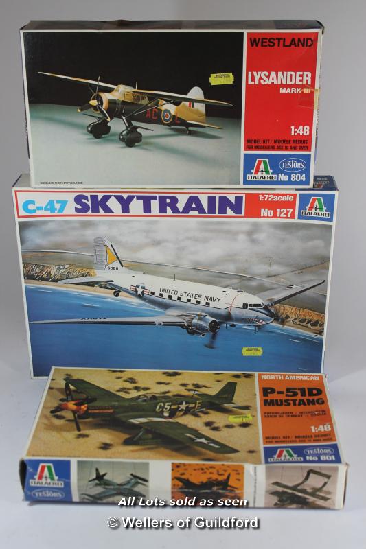Italaerei model kits, to include 1:72 scale C-47 Sky Train no.127, 1:48 scale Westland Lysander Mk 3