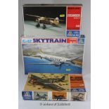 Italaerei model kits, to include 1:72 scale C-47 Sky Train no.127, 1:48 scale Westland Lysander Mk 3