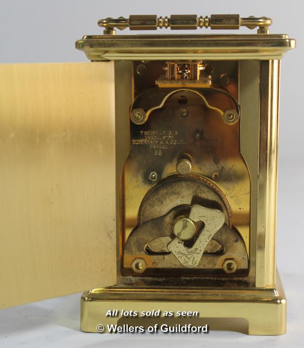 A French brass carriage clock, the white enamel dial signed Bayard - Image 2 of 3