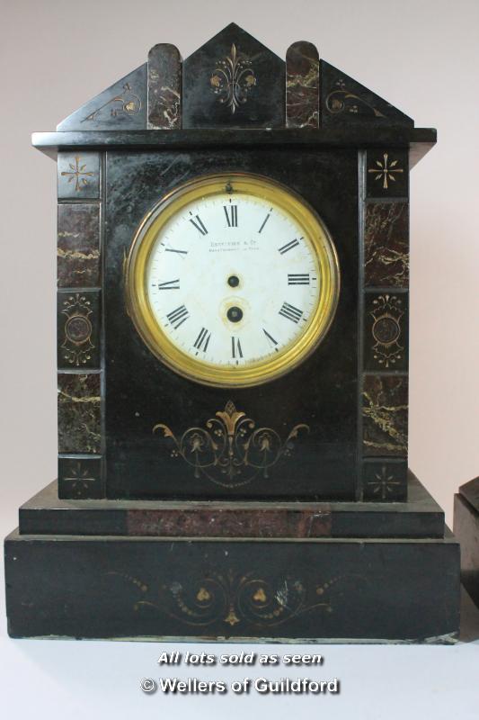 *French 19th Century slate clock, dial signed Benetfink & Co, single train movement, lacks pendulum, - Image 2 of 7