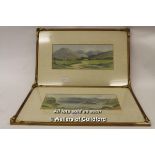 George William Morrison, pair of watercolour, landscape scenes, signed lower left, 15.5 x 37cm