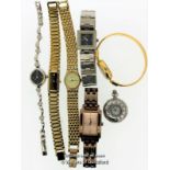 Six ladies' wristwatches, including Sekonda, Citizen, and a miniature pocket watch