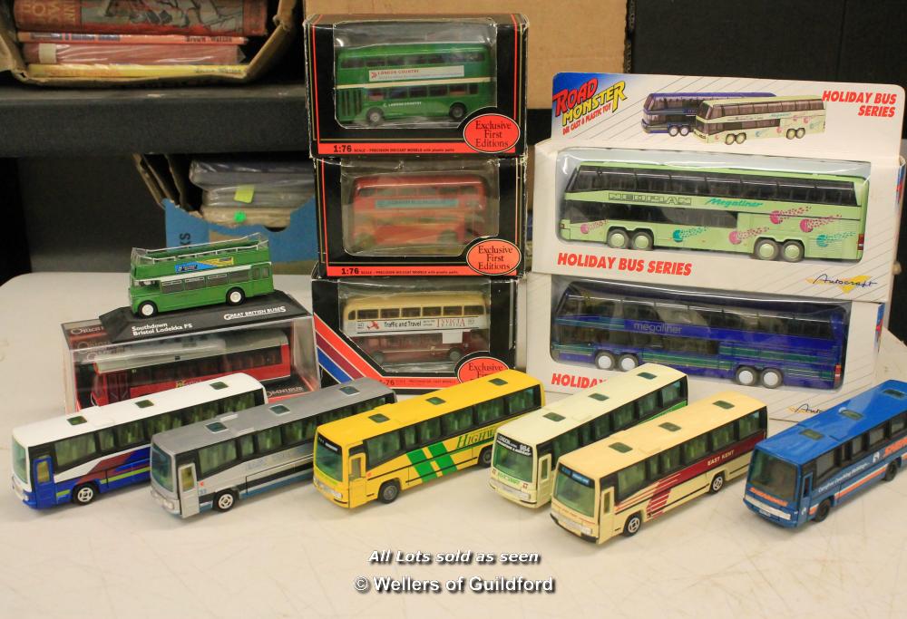 Assorted boxed /unboxed coaches and buses including Corgi, Road Monster and Gilbow Exclusive First