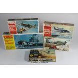 Frog vintage 1:72 warplane models to include, Curtis P/40 Fighter F391, Typhoon IB Tank Buster F389,