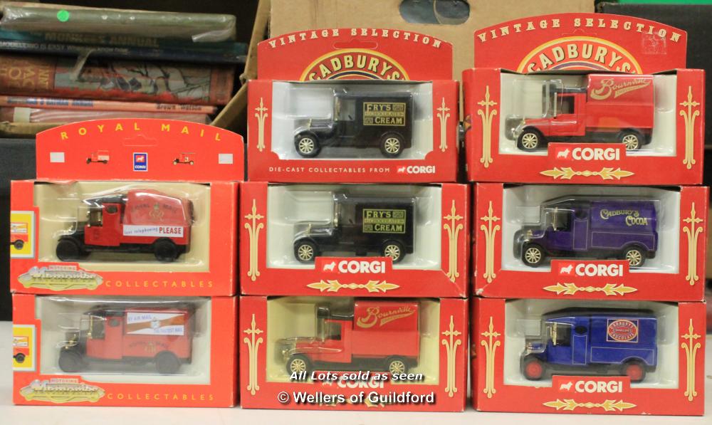 A mixed group of die-cast cars to include Corgi Cadburys 61205, 61221 and Corgi Motoring Memories