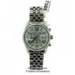 *Michael Kors stainless steel wristwatch, circular silvered dial with Roman numerals and baton