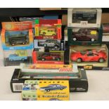 Assorted model cars and trucks including Maistro Ferrari 348ts, Saico Bisto van, Lledo VW camper,