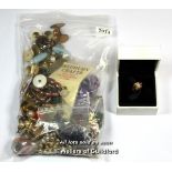 Small bag of costume jewellery, including a Pandora charm, imitation pearl necklace, cufflinks,