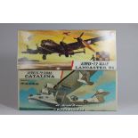 Airfix, first issue 1960's series 5, 1/72 scale model kits, Catalina PBY-5a and Lancaster B1 (2)