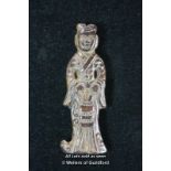 A Chinese hardstone pendant carved as a standing figure, 8cm.