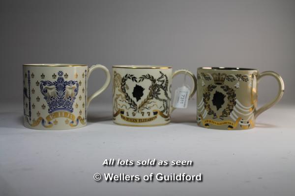 Richard Guyatt for Wedgwood, three commemorative mugs comprising the 25th Wedding Anniversary of