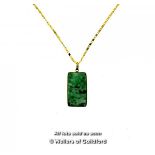 Jade panel pendant on a gold coloured chain