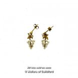 *Pair of pearl grape design drop earrings, in 9ct yellow gold (Lot subject to VAT)