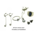 *Selection of silver jewellery, including a Pandora necklace, a Pandora ring, and a pair of