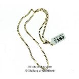 *Yellow metal flat curb link chain, stamped as 10ct, length 40cm, weight 3.3 grams (Lot subject to