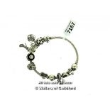 *Pandora charm bracelet with twelve charms/spacer length 19cm (Lot subject to VAT)