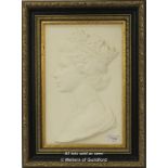 Arnold Machin, a ceramic portrait plaque of Queen Elizabeth II, as designed for Royal Worcester to