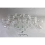 Waterford glass: a set of six pedestal sundae dishes and a set of six liqueur glasses; a set of