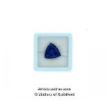 Loose tanzanite stone, natural trillion cut tanzanite weighing 9.15cts, heat treated, with GGl