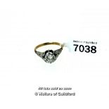 *Single stone diamond ring, illusion set old cut diamond, weighing an estimated 0.50ct, with a