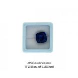 Loose sapphire stone, natural cushion cut blue sapphire weighing 9.15cts, heat treated, with GGl