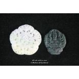 Two Chinese carved hardstone pendants.