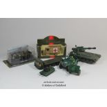 Military die- cast vehicles to include Dinky 155mm Mobile Gun, Britains Jeep, Matchbox Lesney k-13/