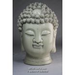 A Chinese blanc-de-chine portrait bust of Buddha, impressed mark to back of neck, 28cm.