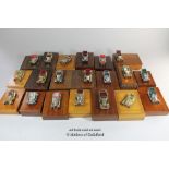 Matchbox Lesney "Giftware Range" assorted die-cast metallic and plated cars mounted on wooden