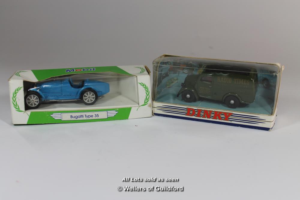 Boxed Matchbox Dinky Radio Times 1950 Ford E83W 10 CTW van and Corgi Mobil Bugatti Type 35 (2)