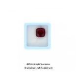 Loose ruby stone, natural cushion cut ruby weighing 6.85cts, heat treated, with GGl Certificate of