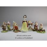 Royal Doulton Snow White and all seven dwarves, SW9 to SW16, the tallest 15cm.